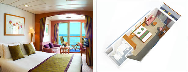 EA - Deluxe Balcony Stateroom with Bath/Shower Photo