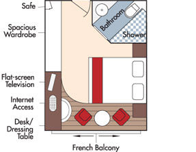 C - French Balcony Stateroom Plan