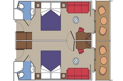 Family 2 Connecting Balcony Cabins Plan