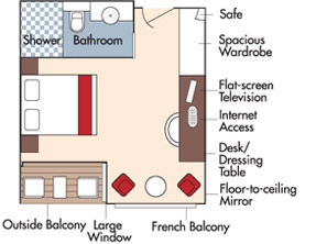 BB - French Balcony & Outside Balcony Stateroom Plan