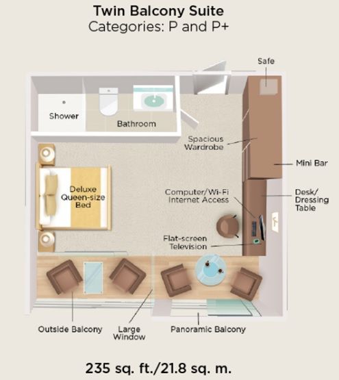 Cat P - Panoramic Balcony & Outside Balcony Suite Plan
