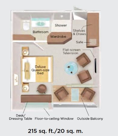 Cat A - Outside Balcony Stateroom Plan
