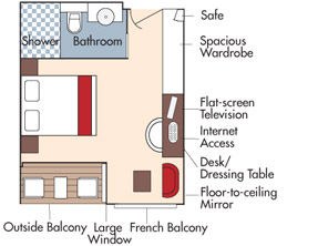 BB - French Balcony & Outside Balcony Stateroom Plan