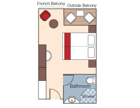 C - French Balcony & Outside Balcony Stateroom Plan