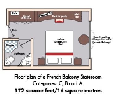 Cat C - French Balcony Stateroom Plan