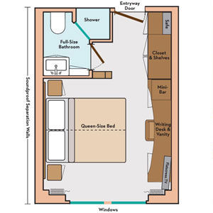 Deluxe Stateroom Cat D - Indigo Deck Aft Plan