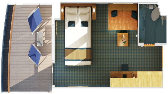 8N - Aft-View Extended Balcony Stateroom Plan