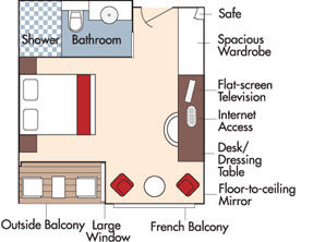AA - French Balcony & Outside Balcony Stateroom Plan