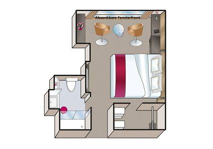 A1 - Stateroom with Drop-Down Panoramic Window Plan