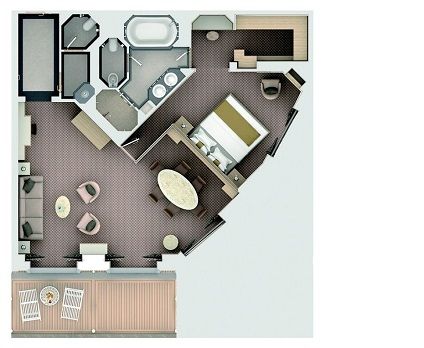 R1 - Royal 1 Bedroom Suite Plan