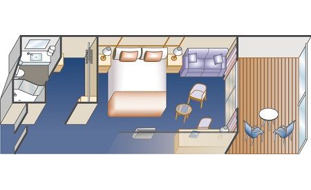 D4 - Premium Deluxe Balcony Stateroom Plan