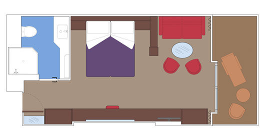 Yacht Club Deluxe Suite ( Module 25 Sqm - Balcony 8 Sqm - Decks 16-18    ) Plan