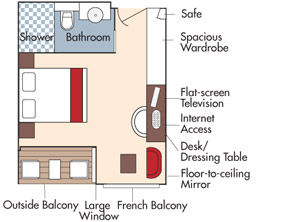 BA - French Balcony & Outside Balcony Stateroom Plan