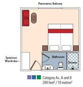 Cat B - Panoramic Balcony Double Stateroom Plan