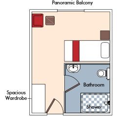 Cat C - Panoramic Balcony Single Stateroom Plan