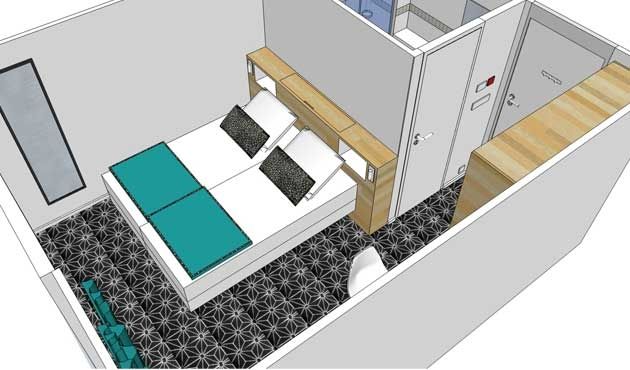 Upper deck 2 adjustable twin beds Plan