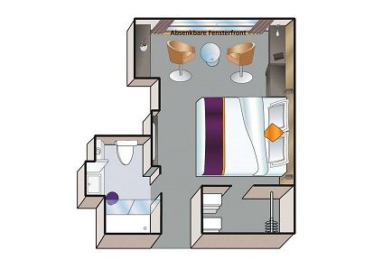 A1 - Stateroom with Drop-Down Panoramic Window Plan