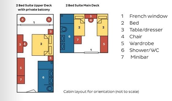 OF - 2 Bed Forward Suite Upper Deck with Private Balcony Plan