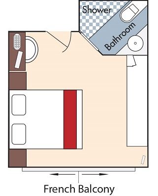 Cat CB - French Balcony Stateroom Plan