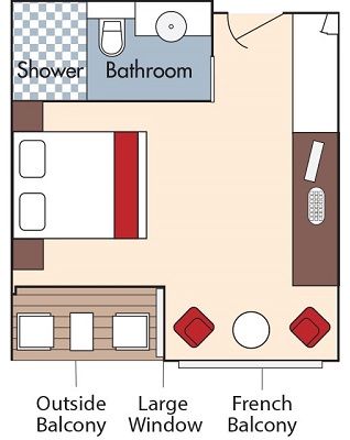 Cat AB - French Balcony & Outside Balcony Stateroom Plan