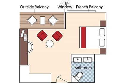 AA+ - French Balcony & Outside Balcony Stateroom Plan