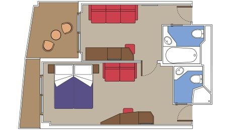 Family 2 Connecting Balcony Cabins Plan