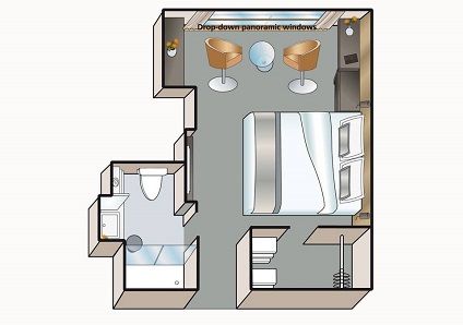 A1 - Stateroom with Drop-Down Panoramic Window Plan