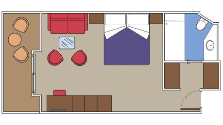 Yacht Club Deluxe Suite ( Module 29 Sqm - Balcony 5 Sqm - Decks 14-18    ) Plan