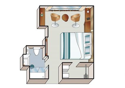 A1 Stateroom with Drop-Down Panoramic Window Plan