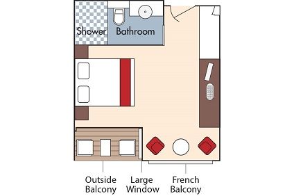 BB - French Balcony & Outside Balcony Stateroom Plan