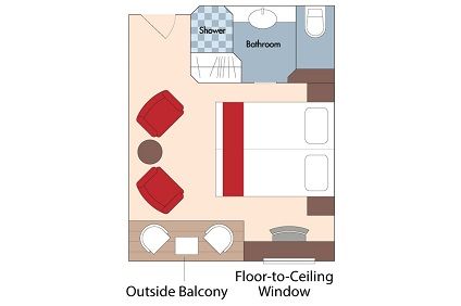 B - Outside Balcony Stateroom Plan