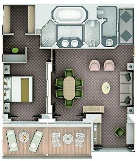 Owner's 1 Bedroom Suite Plan