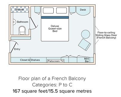 P - French Balcony Stateroom Plan