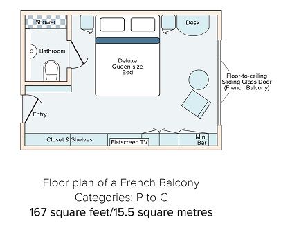A - French Balcony Stateroom Plan