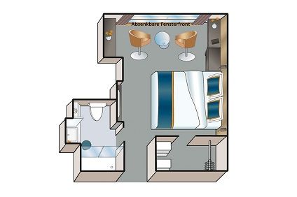 A-1 Stateroom with Drop-Down Panoramic Window Plan