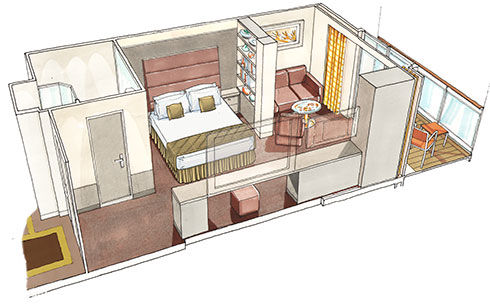 Yacht Club Deluxe Suite ( Module 25 Sqm - Balcony 8 Sqm - Decks 16-19    ) Plan