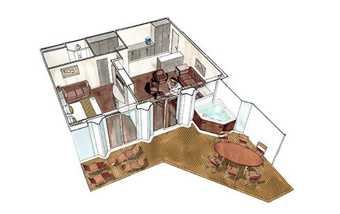 Yacht Club Royal Suite ( Module 62 Sqm - Balcony 33 Sqm - Decks 16  Whirlpool ) Plan