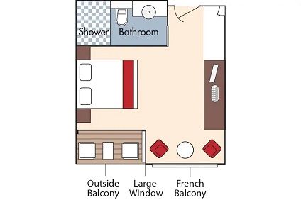 AB - French Balcony & Outside Balcony Stateroom Plan