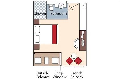 BB - French Balcony & Outisde Balcony Stateroom Plan