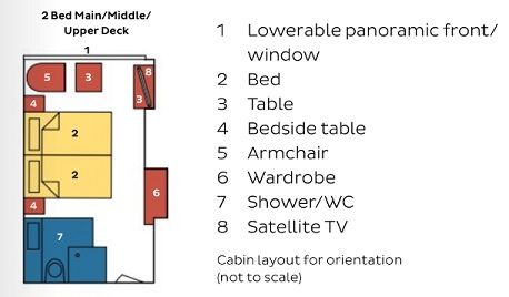 OV - 2 Bed Upper Deck Front with French Balcony Plan