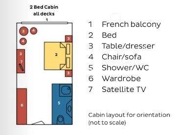 D2 - 2 Bed Cabin with French Balcony Plan