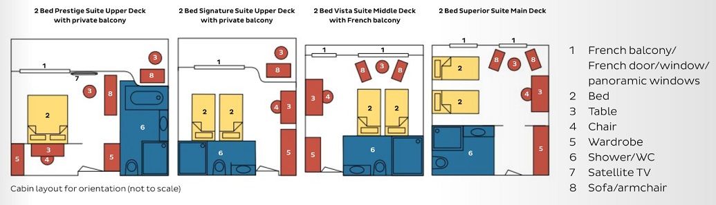 OD - 2 Bed Signature Suite Upper Deck with Private Balcony Plan