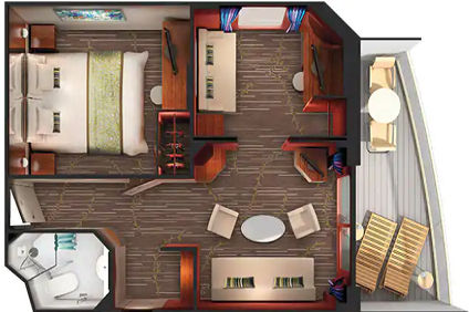 SG - 2 Bedroom Aft Facing Family Suite with Balcony  (After 02 Mar 2022) Plan