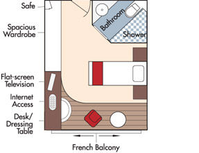 Single - French Balcony Stateroom Plan