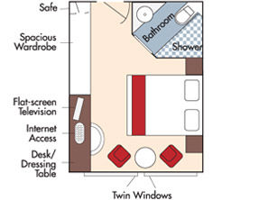 E - Fixed Window Stateroom Plan