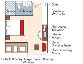 BB - French Balcony & Outside Balcony Stateroom Plan