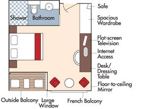 AA - French Balcony & Outside Balcony Stateroom Plan
