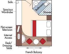 C - French Balcony Stateroom Plan