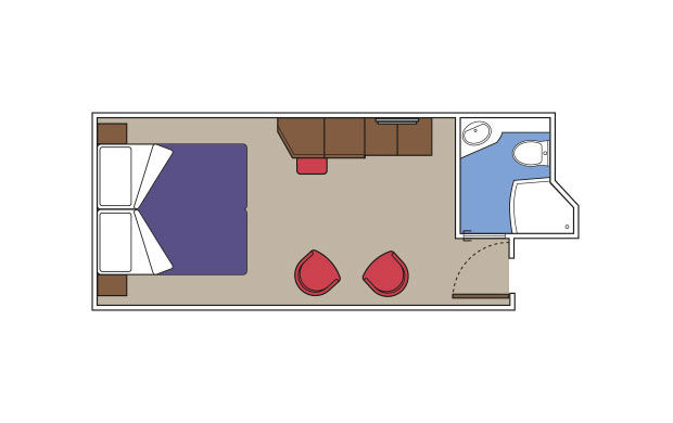 Yacht Club Interior Suite ( Module 17 Sqm - Decks 14-16    ) Plan