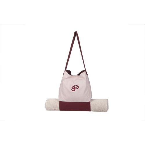 Kanyoga Cotton Hemp Mix Om Embroidered Bag With Yoga Mat Holder